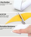 White Foam Rubber Seal Tape Self Adhesive Weather Stripping Gap Filler Foam Backer Tape 2 Inch Wide By Slim Cut 16 Foot Roll showcasing cutting flexibility.
