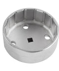 Top view of 88.8 Millimeter Oil Filter Cap Wrench for Hyundai and Kia Easy Puller Tool with 15 flutes and drive socket.
