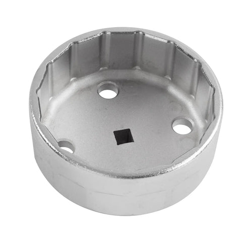 Top view of 88.8 Millimeter Oil Filter Cap Wrench for Hyundai and Kia Easy Puller Tool with 15 flutes and drive socket.