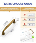 Antique Brass 3 Inch Cabinet Pulls Set, 30 Pack, Solid Zinc Alloy Drawer Handles size guide and installation diagram