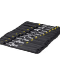 22 Piece Flex Head Ratcheting Wrench Set With Metric And SAE Sizes In Chrome Vanadium Steel in a portable carrying bag.