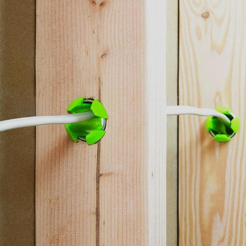 EZ Guard single-stud electrical wire protector, green plastic, installed through wooden studs (5-pack)