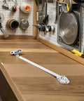 Heavy Duty Soft Close Cabinet Lid Hinge Set 12 Inch Flip Down Lid Support on a wooden workbench