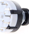 Side view of a 3P4T Rotary Switch Band Selector With Knob 4 Pole 3 Position Single Deck Black Finish Smooth Encoder Style Switch