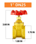1 Inch Brass Industrial Gate Valve With Wheel Handle, Heavy Duty Gate Valve With Female To Female Threads for Water Oil Gas