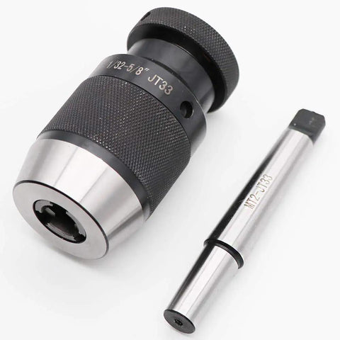 Heavy Duty Drill Press Chuck Kit With JT33 Mount And MT2 JT33 Arbor, Keyless Design, High Precision CNC Machined Steel