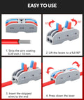 Usage guide for Lever Push In Wire Connectors 10 Pack Quick Connect Splice Connectors Inline Terminals 2 In 2 Out For Electrical Wire Splicing 28 12 AWG Durable Copper Conductors With Pro Grade PC Housing