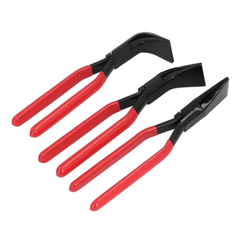 Three Piece Metal Bending Pliers Set With Straight 45 Degree And 90 Degree Jaws For Precision Sheet Metal Bends In Tight Spaces Pro Grade Hand Seamers