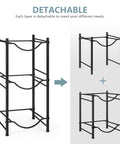 Three Tier Water Jug Rack For Five Gallon Bottles Detachable Bottle Holder Organizer Space Saving Storage Rack Black