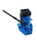 Tough As Nails Hydraulic Toe Jack With Heavy Steel Build Delivers Hella Serious Lifting Power Handling Fifteen Ton Bottom Push And Thirty Ton Top Capacity, blue color.