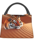 Tigers In The Desert Insulated Lunch Bag With Soft Cooler Tote For Men And Women, featuring a tiger and desert design.