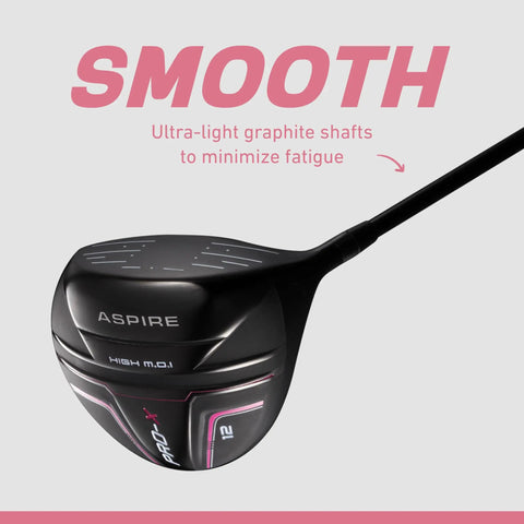 Smooth titanium driver from All-In-One 16-Piece Women's Golf Club Set, right-handed, with ultra-light graphite shaft.