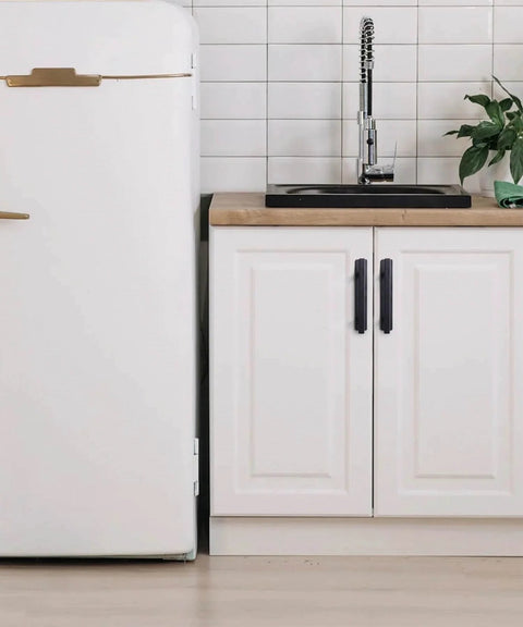 Installed 2 Pack Adhesive Cabinet Handles 6 Inch Self Stick Drawer Pulls No Drill Easy Peel And Stick Mount on white kitchen cabinets