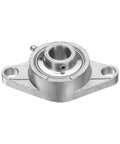 Two Pack Self Aligning Pillow Block Bearings 3/4 Inch Bore Base Mounted Chrome Steel With Stainless Housing Sealed And Built To Last Includes Key Wrench SUCFL204-12, front view