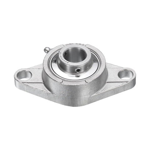 Two Pack Self Aligning Pillow Block Bearings 3/4 Inch Bore Base Mounted Chrome Steel With Stainless Housing Sealed And Built To Last Includes Key Wrench SUCFL204-12, front view