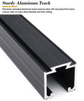 Sliding Door Track Kit With Soft Close Pocket Door Hardware Heavy Duty Smooth Quiet Black Barn Door System For Pantry And Closet 18.7 Feet Aluminum Single Track Includes Rollers Floor Guide And Hanger Plate displayed in close-up