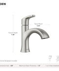 Karis Spot Resist Brushed Nickel One-Handle Single Hole Bathroom Sink Faucet With Optional Deck Plate product dimensions diagram