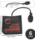 Pro Grade Air Wedge Bag Pump Kit With Six Pack And Four Plastic Tools Medium Size Leveling And Alignment Set Durable 840D Nylon Wedges With TPU Reinforcement Ideal For Auto Body Shop And Fleet Service black wedge with pump and dimensions