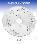 No Hassle Clear Acrylic Router Base Plate Upgrade with letter marked holes, 6.5-inch diameter for template guides.