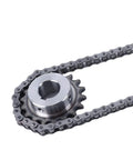 Heavy Duty Bevel Gear Pinion Sprocket With Straight Up Tough Chain Drive Link 24 To 26 Teeth And Precision Keyway Bore for machinery setup.