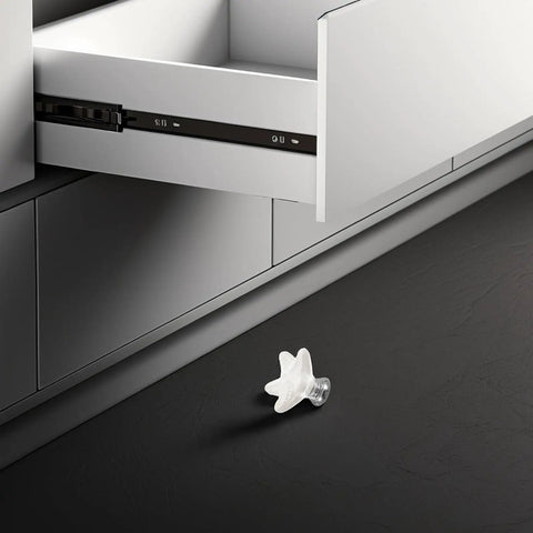 White Ceramic Star Cabinet Knob Small Decorative Drawer Pull Handle For Wardrobe Kitchen Bathroom Cabinets Retro Vibe Style