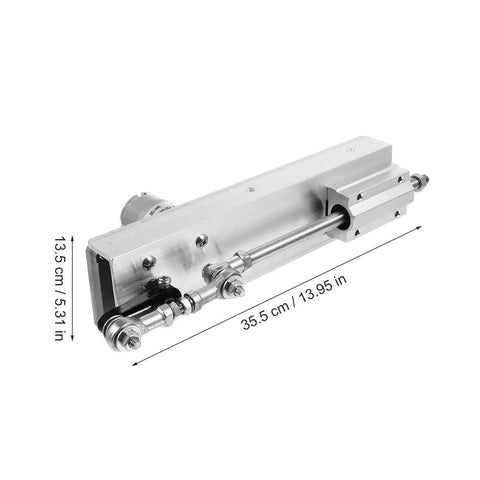 Super Cool Adjustable Linear Actuator Motor With Speed Controller Built Tough High Rigidity Aluminum Alloy Plus Stainless Steel For Micro Devices And Electric Gear Shifting Smooth Stroke Range 2 To 8cm showing dimensions 35.5 cm and 13.5 cm.