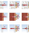 Illustration of DuoPower Universal Plug Kit 1/4 Inch By 1-3/16 Inch S PH for fastening in concrete, brick, and drywall with two-component tech.