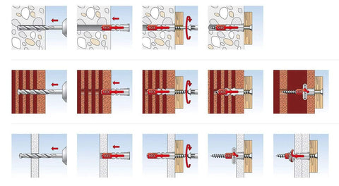 Illustration of DuoPower Universal Plug Kit 1/4 Inch By 1-3/16 Inch S PH for fastening in concrete, brick, and drywall with two-component tech.