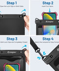 Instructions for Large IPX8 Waterproof Phone Pouch 2 Pack Up To 10 Inch Case For iPhone 17 16 15 Pro Max And Galaxy S26 Ultra