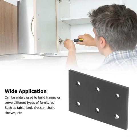 Heavy Duty Stainless Steel Flat Connecting Plates With 6 Holes For Table Chair Bed Shelf Frame Repair, viewed alongside furniture repair work.