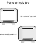 Waterproof GoPro Housing Case With Skeleton Backdoor Protecting Hero 9 10 11 12 13 Action Cameras, package includes two backdoors.
