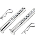 Heavy Duty Adjustable Clevis Pin With R Clip Set Three Eighths Inch Diameter And Two And One Half Inches Length Eight Position Holes Zinc Coated Steel