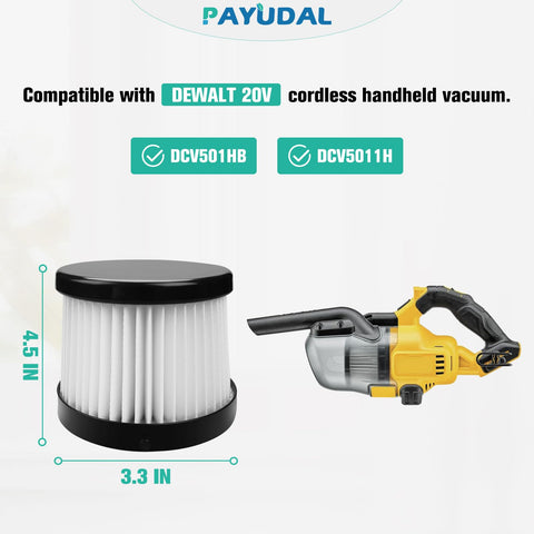 4 Pack Replacement HEPA Filters For DCV501HB And DCV5011H, No Fuss Quick Swap For 20V Cordless Handheld Vacuum, Includes Foam