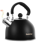 Stovetop Stainless Steel Tea Kettle With Loud Whistle 2 Quart Teapot Ergonomic Handle The Go-To Kitchen Accessory For Hot Water Tea Or Coffee Classic Black Finish