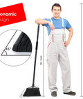 Heavy Duty 3 Pack Broom Set With 55 Inch Telescoping Pole And Padded Eva Grip For Cleaning, shown at 55.1 inches with ergonomic design.