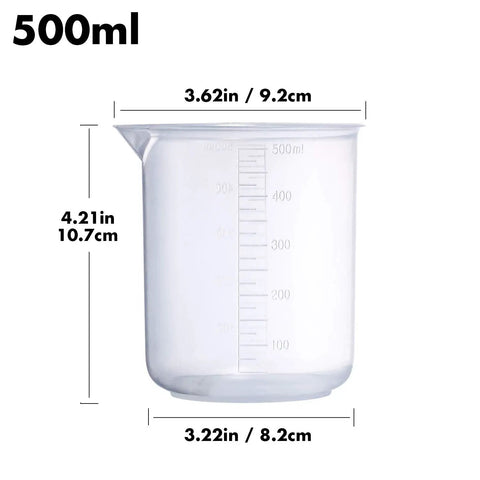 500ml plastic beaker with measurements, part of Plastic Beaker Set With Five Size Low Form Graduated Beakers In 500 Ml 250 Ml 100 Ml 50 Ml 25 Ml