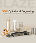 Rotary Roller And Risers Kit For M3 Laser Engraver With 360 Degree Cylindrical Engraving Module shown with bottles and cans