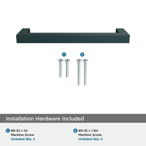 Monument Matte Black Cabinet Pull 5-1-16 Inch Center-To-Center with screws, sleek modern drawer handle for furniture, 1 pack