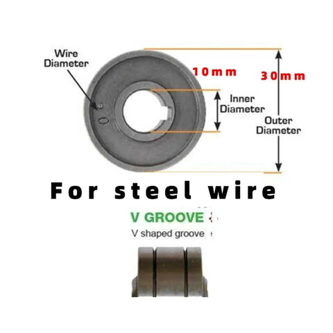 Stainless Steel Welding Feed Roller 0.9mm V Groove For 201 221 Feeder Drive Rollers Works With Most Welders, dimensions shown