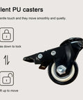 Heavy Duty Adjustable Industrial Desk Legs With Smooth Rolling Swivel Casters close-up of silent PU caster with locking functions.