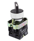 22mm Latching Rotary Selector Switch Three Position With Two Normally Open Contacts Heavy Duty Panel Mount 10A 600V 240V AC 3A