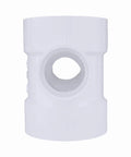 Front view of 4 x 4 x 2 x 2 DWV Sanitary Tee Reducer Double Tee White PVC Drain Waste Vent Fitting, Lightweight And Easy To Install, Not For Pressure Use, Made In USA, 1 Unit Piece