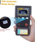 Hand holding Pro Grade Capacitor ESR And Ohm Meter V2 With Auto Ranging 0.001 To 100.0 Ohms, SMD Test Clip, In Circuit Testing device
