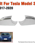 Fresh Chrome Tesla Model 3 Mirror Lower Cover Caps Pair 2017-2022 Replacement Trim showing polished chrome surface & smooth design.