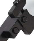 Close-up of solid steel black angle grinder adapter for the Straight Up Heavy Duty Angle Grinder To Belt Sander Conversion Attachment.