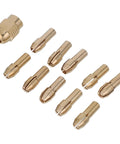 High Precision 11 Piece Router Drill Chuck Collet Replacement Kit showing copper collets for nail machines and rotary tools.