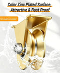 Built Different Four Pack V Groove Wheel Pulley Block Forged From Tough Carbon Steel Rope Reel close-up of zinc plated pulley block.