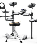 Starter Electronic Drum Kit For Beginners With 150 Sounds Quiet Mesh Pads Nine Inch Cymbals USB MIDI Type C Charging