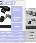 Comparison chart of heavy duty adjustable tension shower curtain rod in matte black, highlighting quality and size advantages over others.