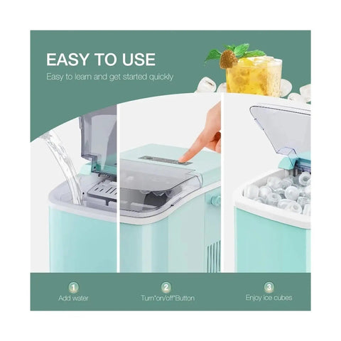 Easy setup for Countertop Ice Maker With Plug And Play Setup That Chills Drinks Fast Self Cleaning Mechanism delivers bullet ice.